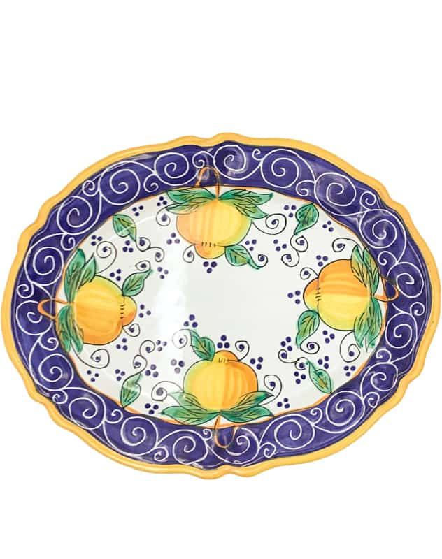 Piatto Ovale in Ceramica Dipinto a Mano | Limone Faenza Piatto Ovale in Ceramica Dipinto a Mano | Limone Faenza