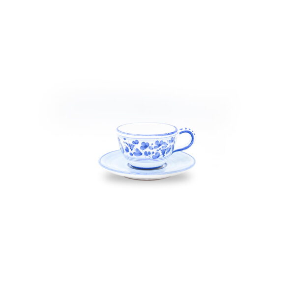 Tazza tè con piattino chiaro arabesco turchese 2