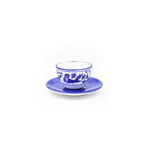 Tazza tè con piattino scuro arabesco blu 2