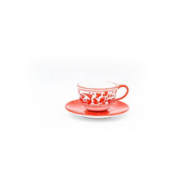Tazza tè con piattino scuro arabesco rosso 2